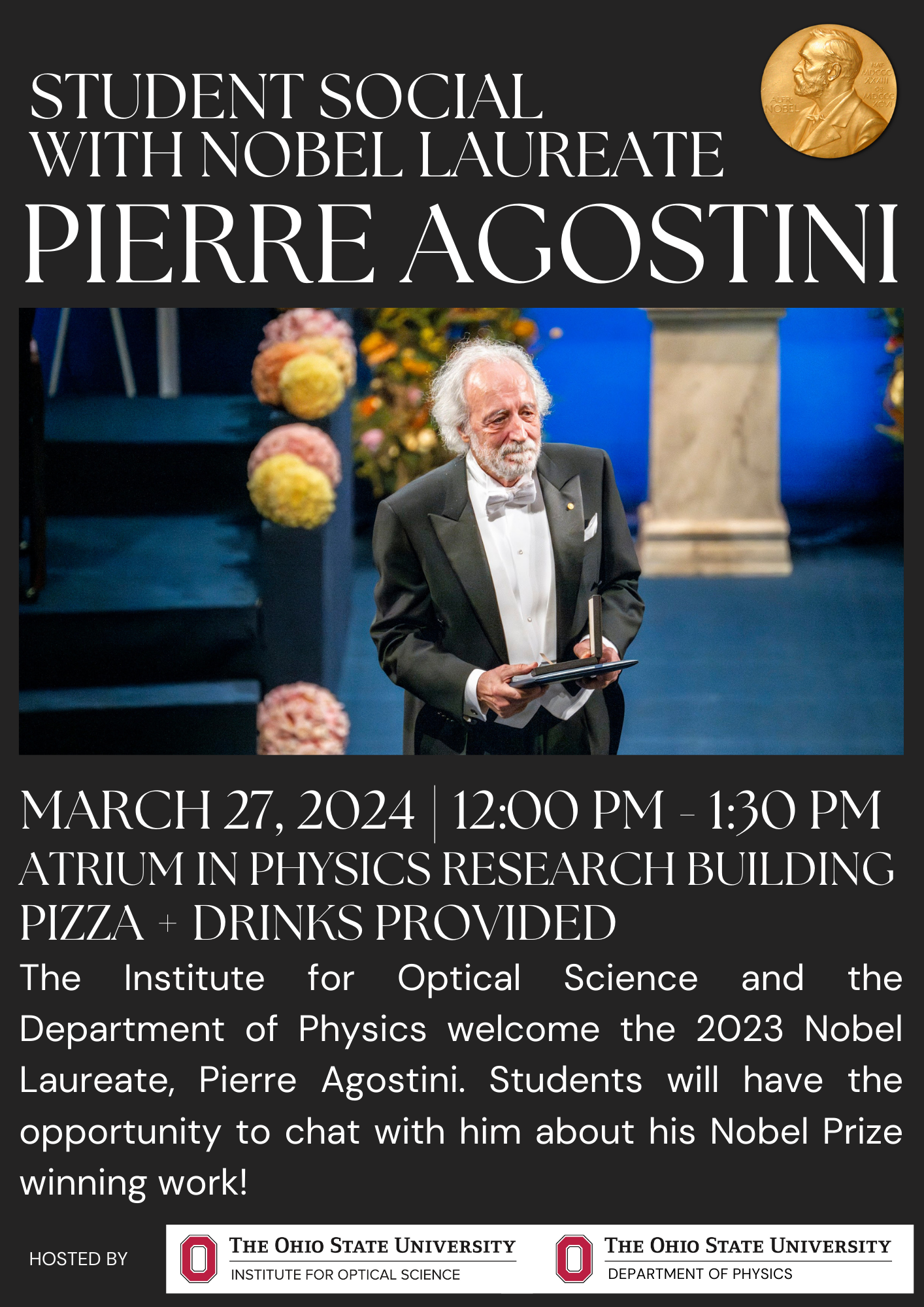 Flyer for Student Social with Pierre Agostini
