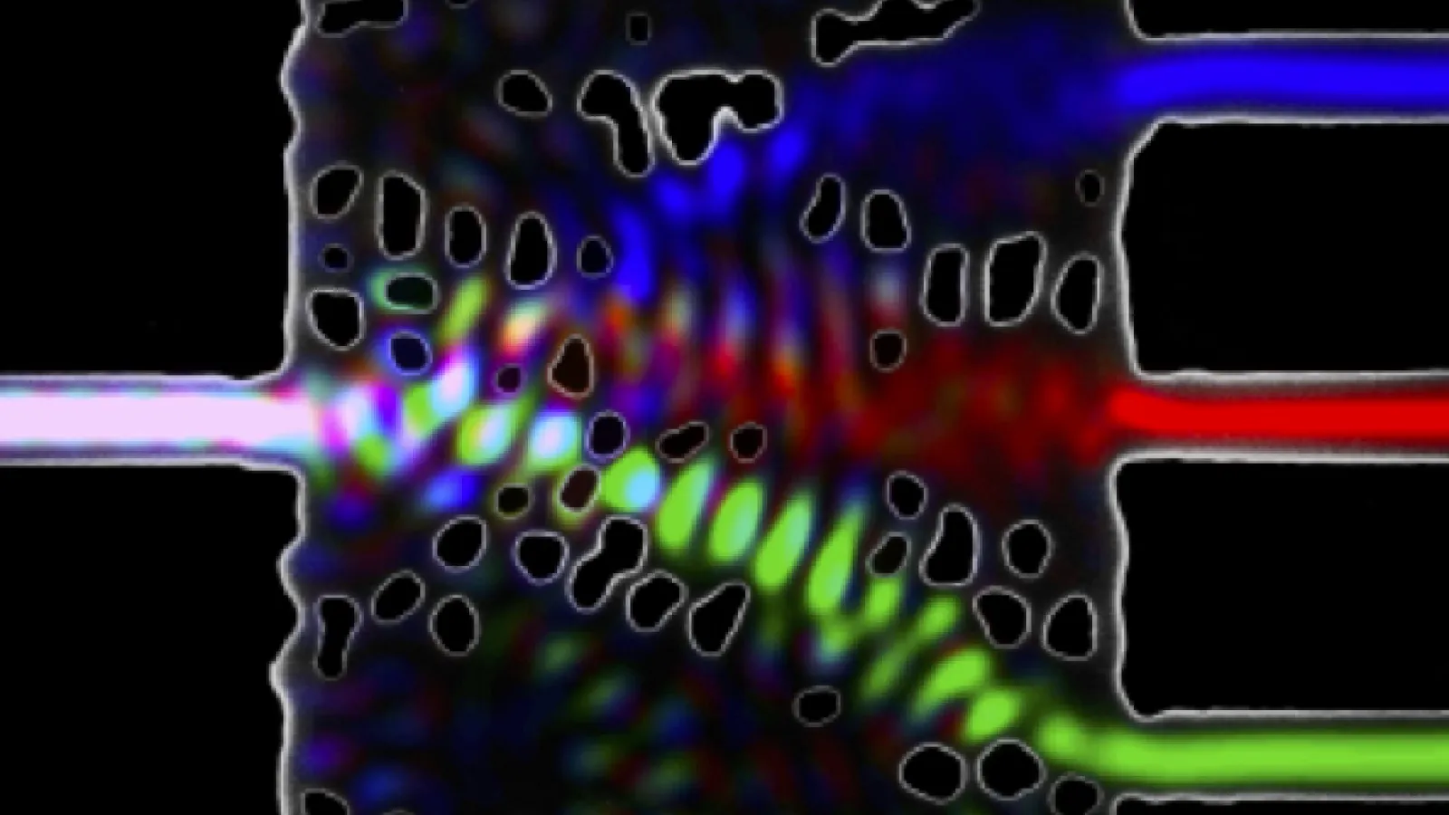 scanning electron micrograph of a wavelength splitter in silicon 