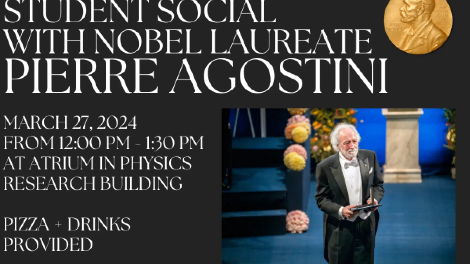 Flyer for Student Social with Pierre Agostini