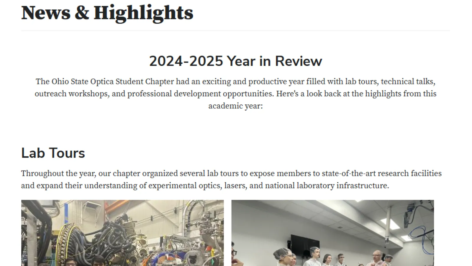 Optics News & Highlights Page