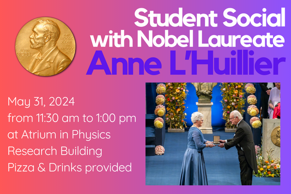 Flyer for Student Social with Anne L'Huillier