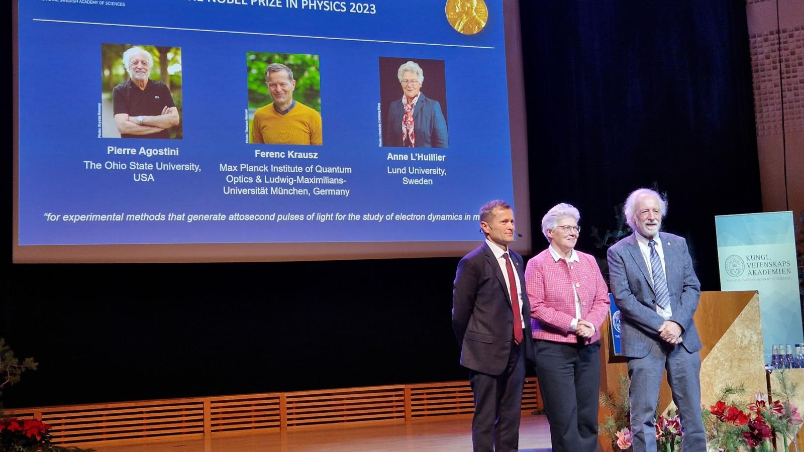 2023 Nobel Prize in Physics Winners Ferenc Krausz, Anne L'Huillier, and Pierre Agostini